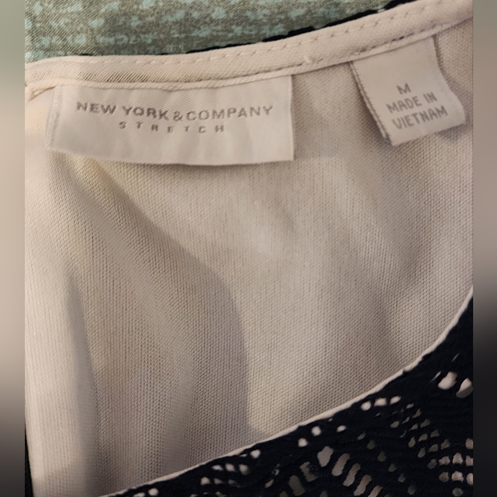 New York & Company Printed Color Block Wrap Dress - Picture 13 of 14